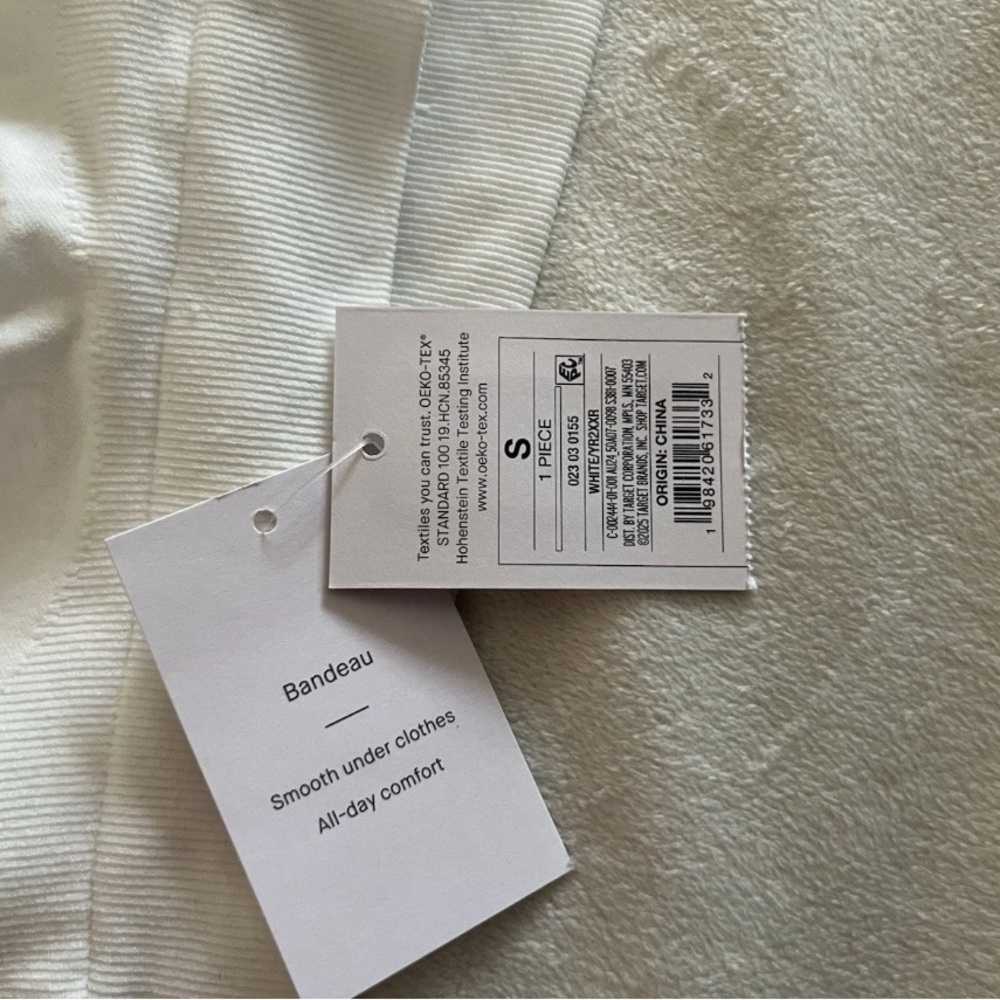 Auden Womens Bandeau Bra Size Small White Strapless Padded Wireless Pullover - Picture 4 of 5